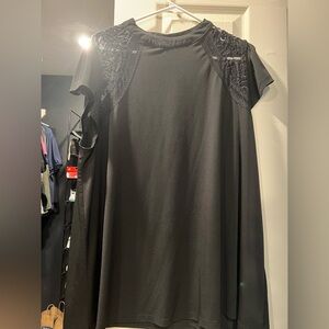 Elegant Black top with Lace Accents